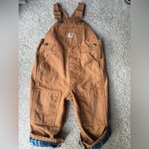 Carhartt Flannel-Lined Bib Overalls | 18M | Brown Canvas